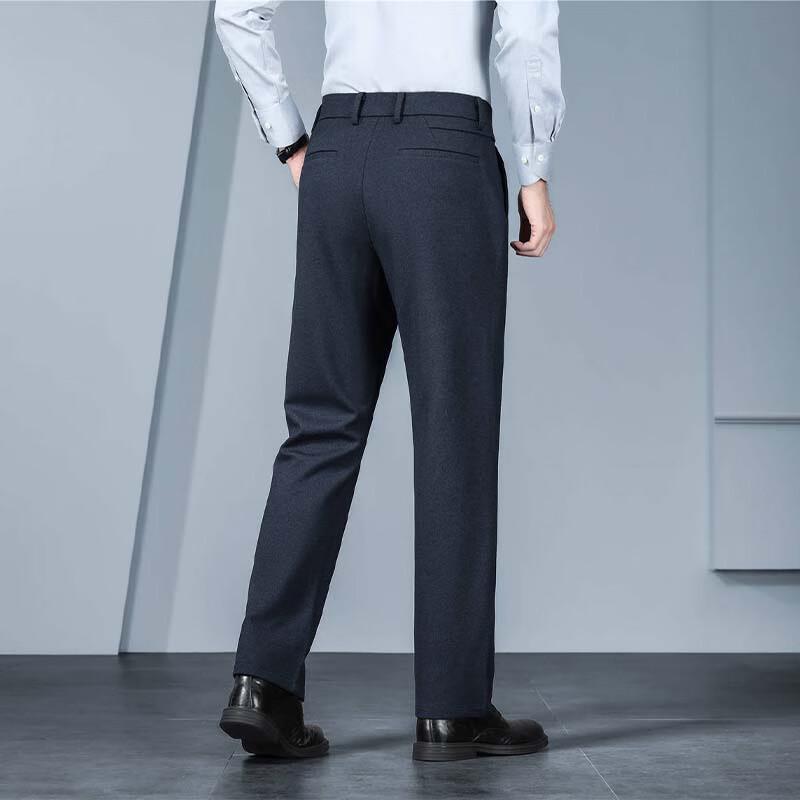 Fengxun Men's Wool Blend Casual Straight Leg Pants