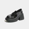 Black One Shoes Multi-Wear Small Leather Shoes Women's New Hundred Velcro British Style Small Leather Shoes