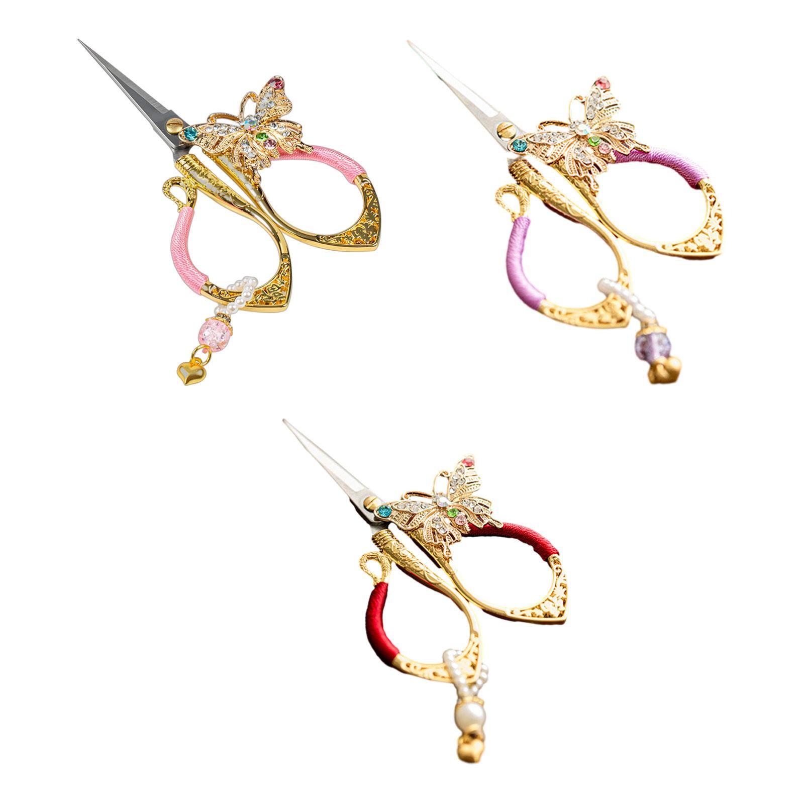 Sewing Scissor Craft Supplies Ergonomic Handle Small Scissor Tea Scissor Detail Shears for Household Kitchen Knitting Needlework violetto