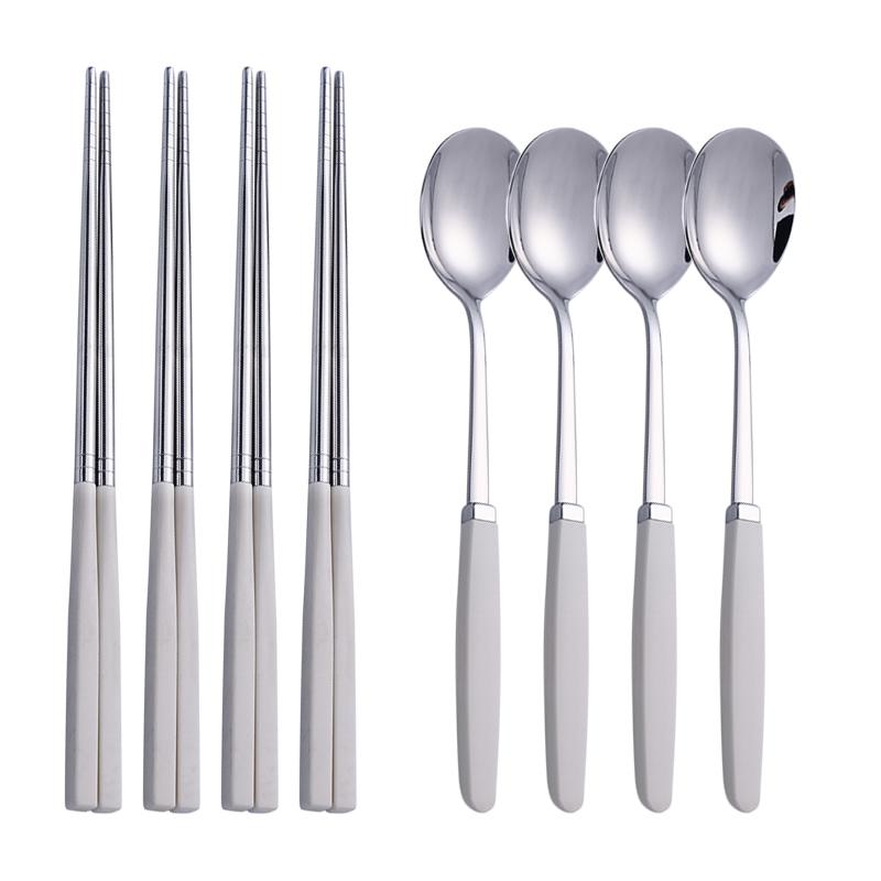 Set Tacâmuri Coreene Oțel Inoxidabil 304 Set Tacâmuri de Înaltă Calitate Set Cină Set Lingură Bețișoare Veselă 8 Buc Seturi Tacâmuri