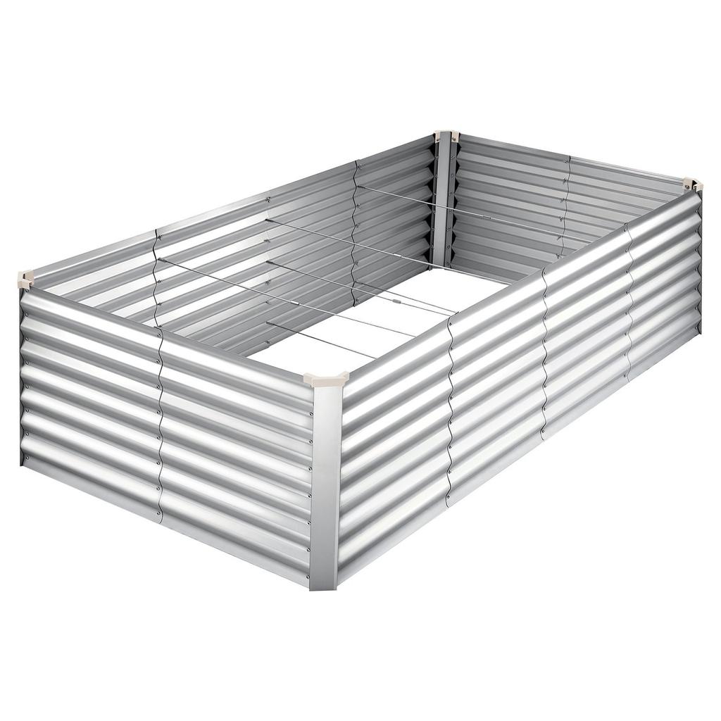 Galvanized Raised Garden Bed, 2400 X 1200 X 620 Mm, Rectangular Metal Planter Box Kit Outdoor, Bottomless Elevated Planting Box with Gloves, Alu-Zinc,