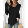 Women S Long Sleeve V Neck Ribbed Casual Autumn T Shirt