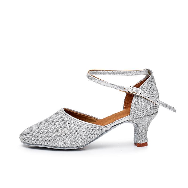 Moderne Latein-Tanzschuhe für Damen, Weiche Sohle, Mittelhoher Absatz, Zehenkappe, für Erwachsene und Große Kinder