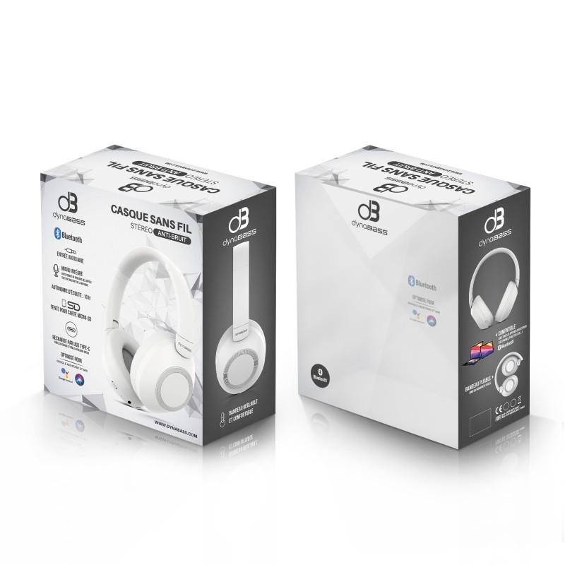 Dynabass - Dbx560 White - Casque Bluetooth Anc - Bluetooth 5.3 - Réduction De Bruit 40db - 11h Autonomie