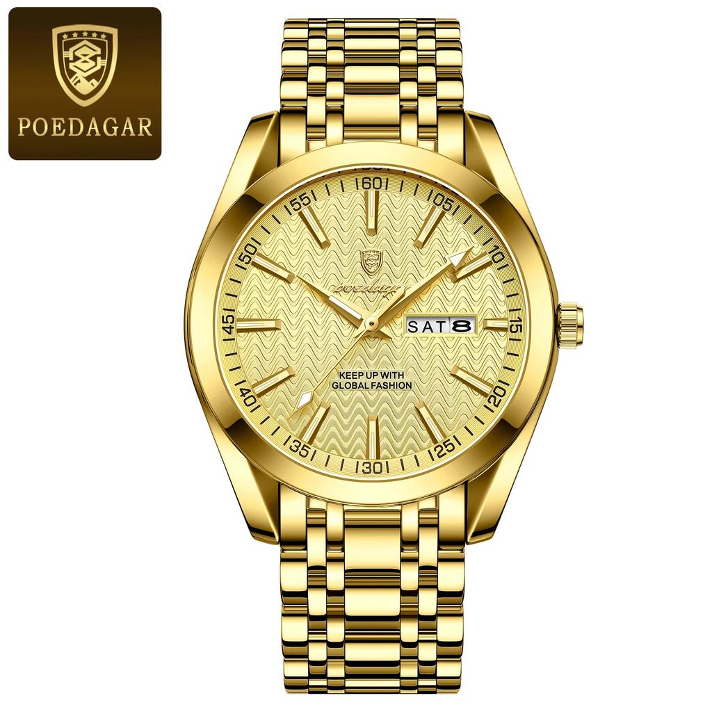 Luxury Watch For Man Waterproof Luminous Date Week Stainless Steel Men Watch Casual Quartz Men's Watches Male Clock