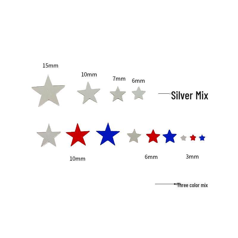 Pentagram Independence Day Festival Star Sequins Pack – 10MM Flat Mixed Three-Color