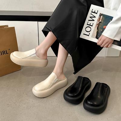 Frühling und Sommer Neue Retro Pantoletten Hausschuhe Dicke Sohle Casual Slipper Damenschuhe Solide Baotou Halbschuhe Damen Außen