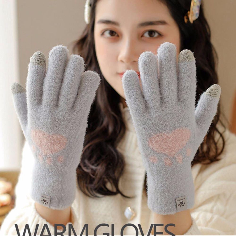 Breathable Love Women Elastic Cat Paw Gloves Wool Mittens Driving Gloves Female Gloves