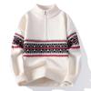 Men's Quarter Zip Pullover Sweater Casual Zip Up Polo Sweater Knit