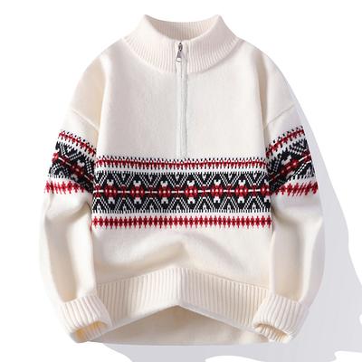Men's Quarter Zip Pullover Sweater Casual Zip Up Polo Sweater Knit