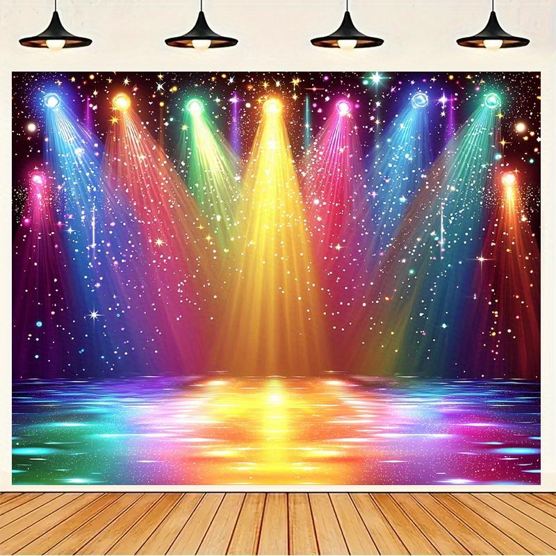 1pc Disco Party Polyester Banner - Colorful Lighting Design Suitable for Dance and Party Backgrounds Theme Events