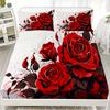 3pcs Fitted Sheet Sets 3D Vivid Floral Roses Blossoms Gifts For Couples Room Decoration Soft Flat Sheet With 2 Pillowcases
