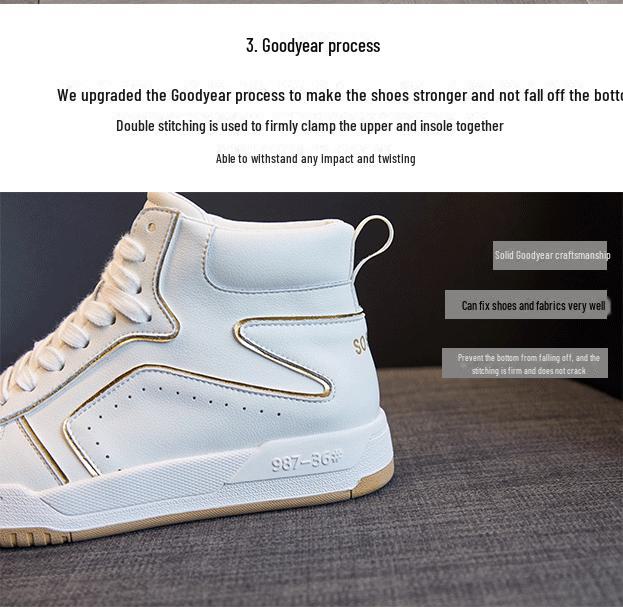 

Белые женские высокие кроссовки из натуральной кожи - 2024 г., корейский стиль, дышащая, всесезонная, повседневная обувь на плоской подошве plus velvet, 39 платиновый