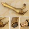 Antique Brass Single Hole Bathroom Sink Faucet, Hot Cold Water Mixer, Copper Material Basin Tap, Vintage Style
