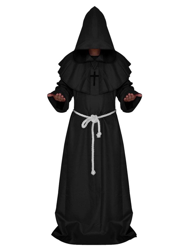 Costum Monah Medieval & Vrăjitor - Robă Halloween Grim Reaper pentru Cosplay & Joc de Rol