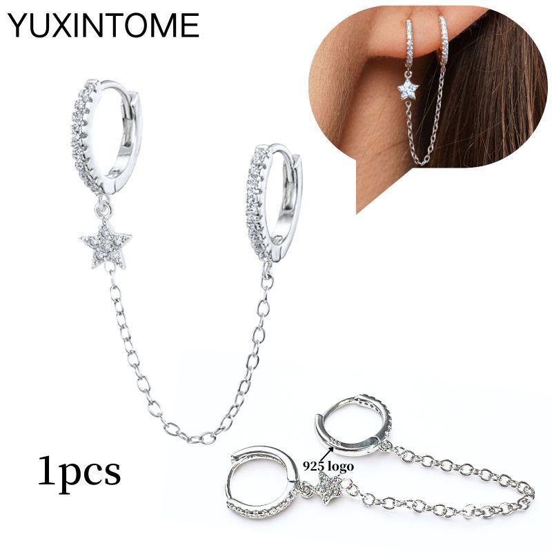 925 Sterling Silver Ear Needle Fashion Hoop Earrings White Crystal Luxury Women's Silver Earrings Wedding Women's Jewelry Gift