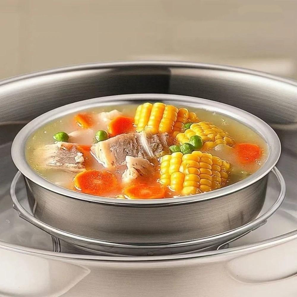 Ramen Bowl Large Capacity Steamed Egg Bowl Fall-resistant Nonstick Stainless Steel Bowl with Lids Rust-proof Rice Bowl Cooking argento