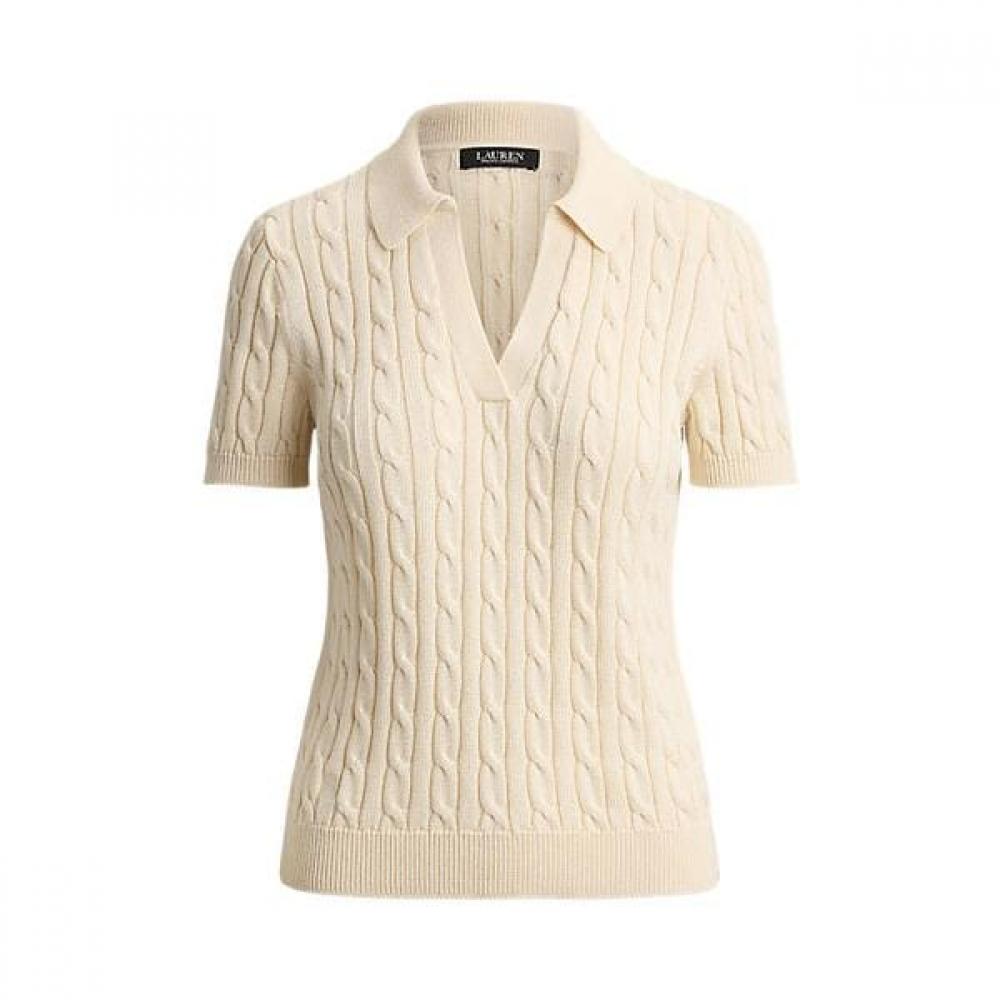 Lauren Ralph Lauren Short Sleeve Sweater Cable Cotton Blend Wmlrswesn820212101 XS
