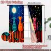 Flat Printing Window Drapes Colorful Cats Under Moon Digital Printed Polyester Holiday Decorations Use Indoor Curtains Set Of 2 Made