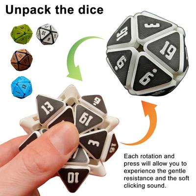 Jouet Dés D20 Imprimé en 3D Dés Anti-Stress Anxiété Jouet Fidget Portable Voyage Dés de Jeu Multi-faces Sshengze Jouet de Bureau