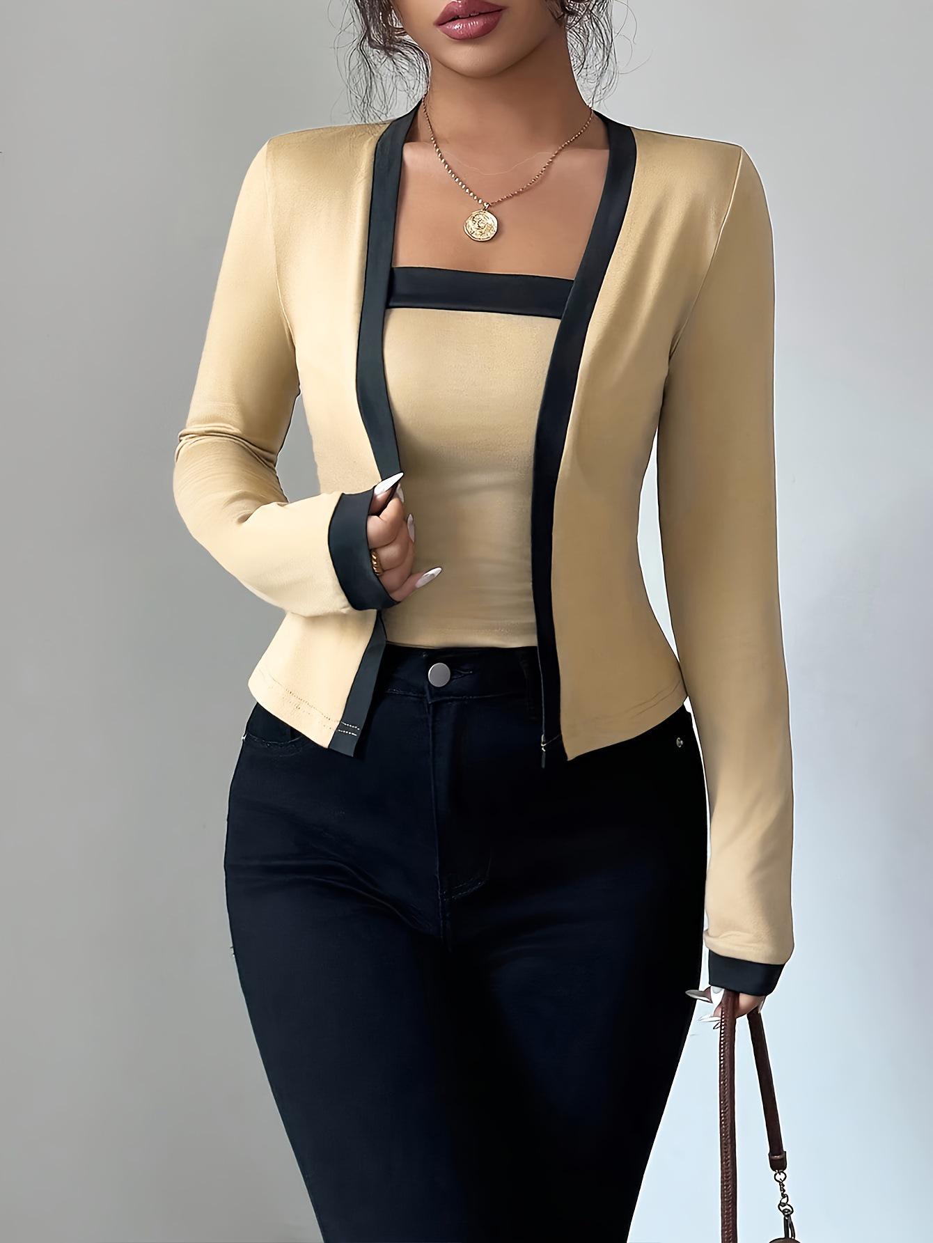 

European & American 2025 Women s Crew Neck Color Block Sweatshirt - Long Sleeve, Loose Fit with Ribbed Trim. L