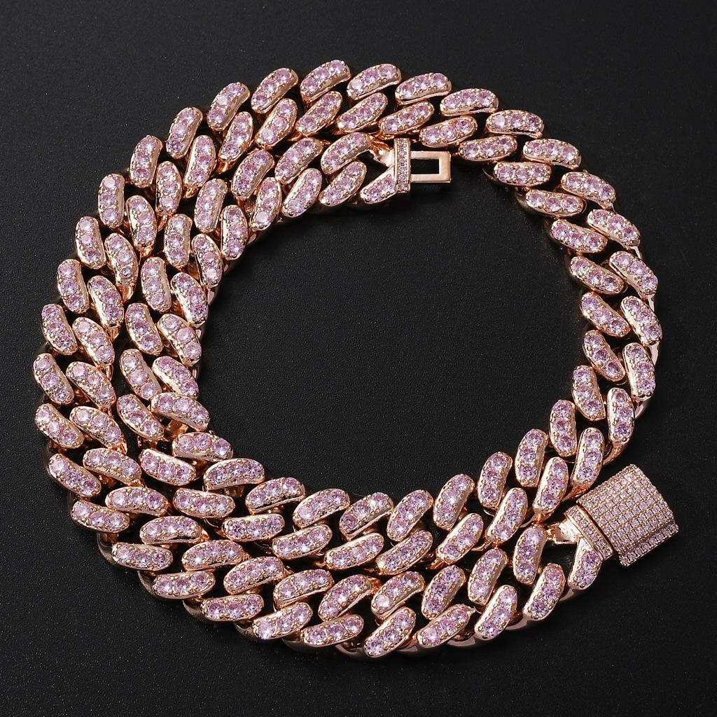 High Quality Custom 18K Gold Cuban Link Chains 12mm Diamond Iced Out Cz Miami Cuban Chain Hip Hop Necklace Mens Jewelry