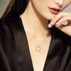 Rose Gold Circle of Sparkling Pendant Necklace 925 Sterling Silver Necklaces for Women Fashion Jewelry Collier Femme