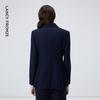 LANGZI Women's Striped Wool Double-Breasted Suit Jacket