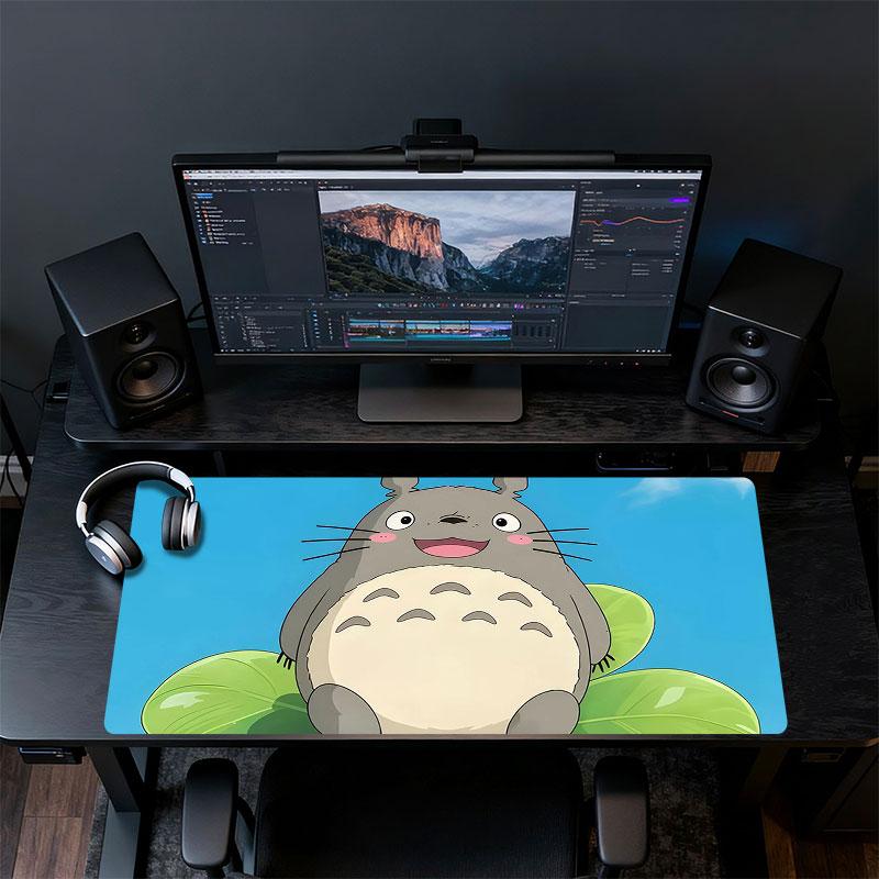 Totoro Mouse Pad, Large Gaming Desk Mat, Non-slip XXL Mousepad for Laptop & Tablet, Mini PC Playmat with Stitched Edges