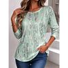 Tops for Women Ditsy Floral Print Round Neck Long Sleeve T-shirt Fall Casual Slim Pullover Women's Long Sleeve Top