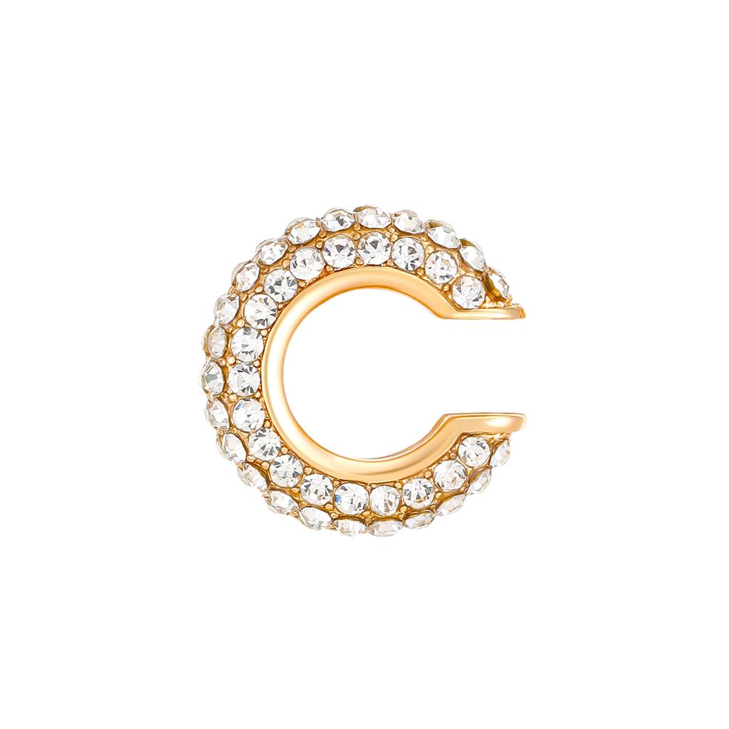 Fashion Simple C-shaped Full Inlay Zircon Glitter Fake Piercing Earrings for Women Hip-hop Rock Hot Girls Clip Earrings Jewelry