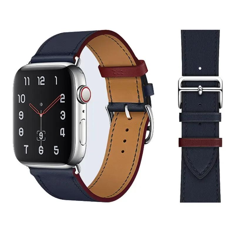Genuine Leather Bracelet Strap For Apple Watch Band 45mm 49mm 41mm 44mm 42mm 46mm Leather Wristband iWatch Ultra 11 10 9 8 7 6 5