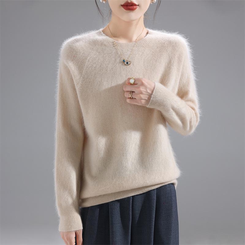 2025 Fashion Women's Round Neck Wool Sweater: Versatile Loose-Fit Knit Base Layer