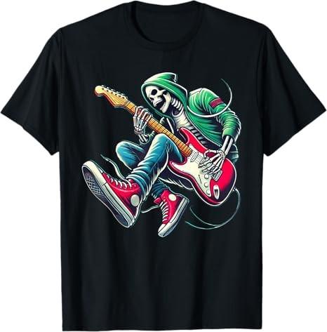 Skeleton Playing Guitar - Rock And Roll Graphic Band T-Shirt Gift S-5XL S