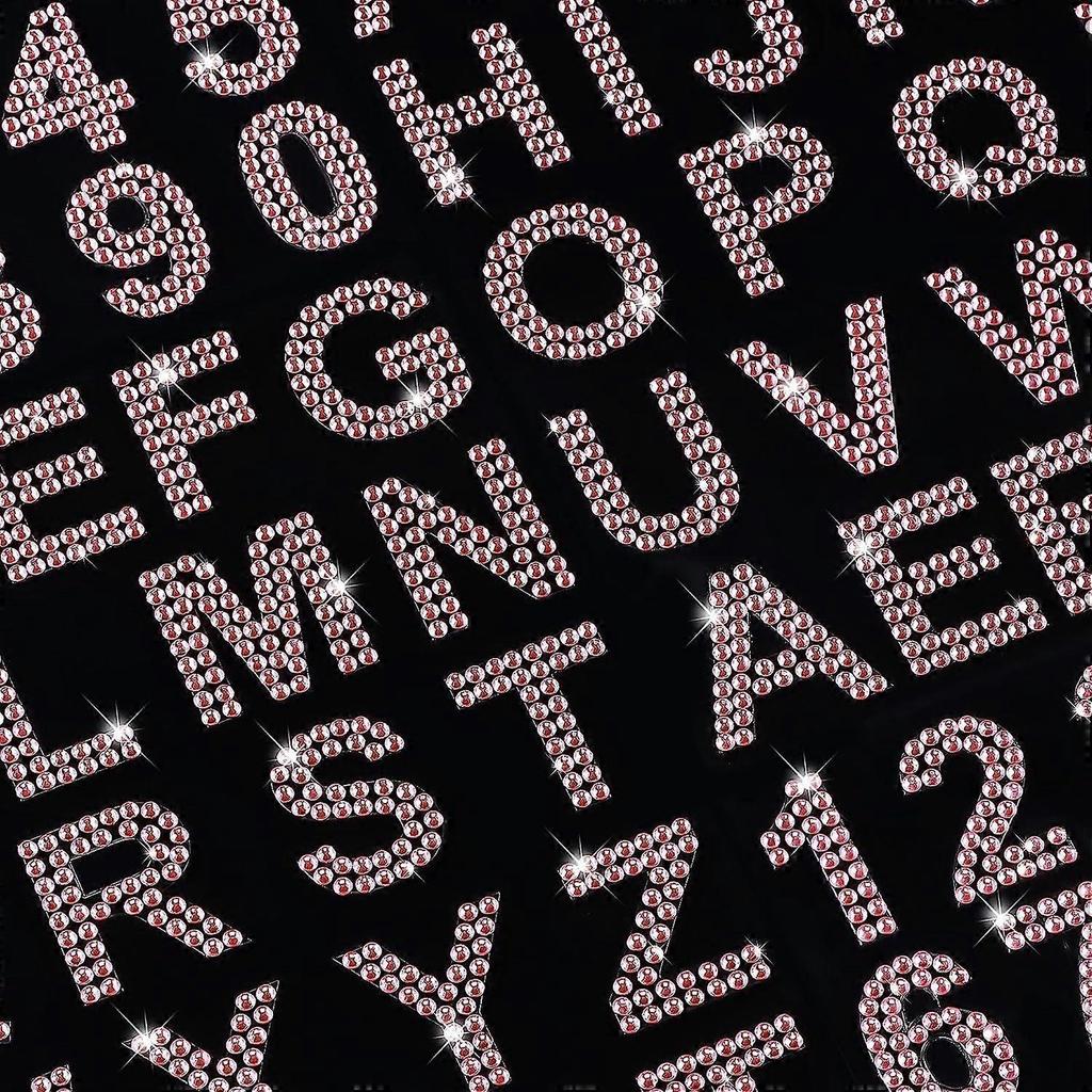 88 Pieces Glitter Letter Stickers Rhinestone Alphabet Letter Stickers Shiny Number Stickers