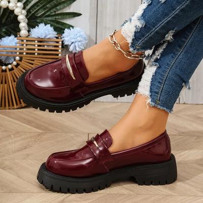 Chaussures pour Dames Mocassins Escarpins à Talons Hauts Grande Taille pour Femmes Chaussures de Bureau pour Femmes Décoration Métallique Bout Rond Talon Moyen Chaussures à Enfiler pour Femmes