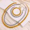 YueShi Interlocking Geometric Quadrilateral Necklace & Bracelet - Versatile, Non-fading Chain.