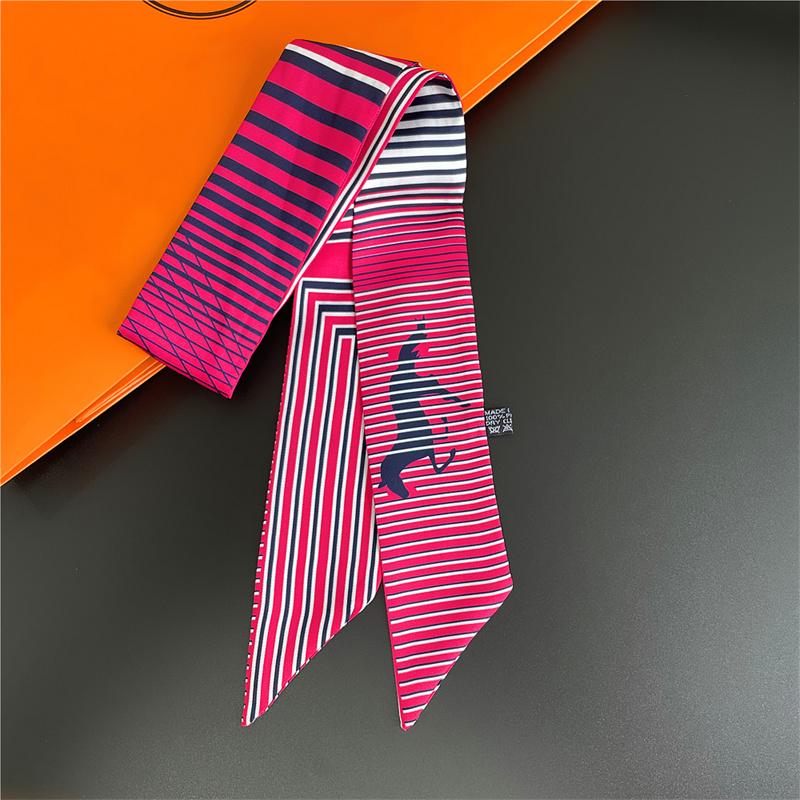 

Bag Scarf Women Twill Silk Scarf Skinny Scarves Ladies Stripes Horse Design Wrist Towel Foulard Neckerchief Headband 90CM x 5CM