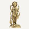 Ashtadhatu Made Shri Narayan Standing On Round Base Brass Idol, 8 Metals, Golden