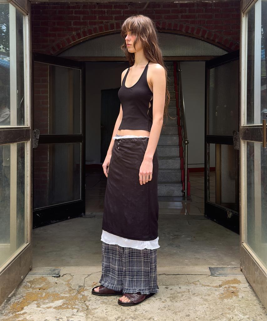 Daiaegeuneol Wrinkled Sheer Skirt (Black)