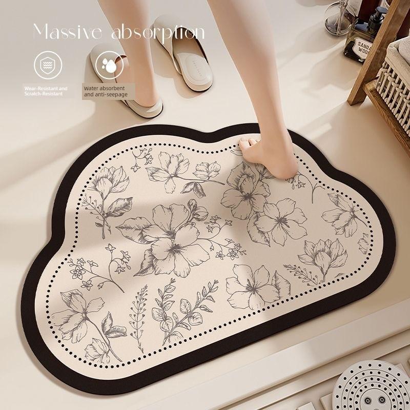 Simple Bathroom Floor Mat Diatom Mud Absorbent Quick-Drying Floor Mat Non-Slip Bathroom Easy-Care Household Bathroom Carpet