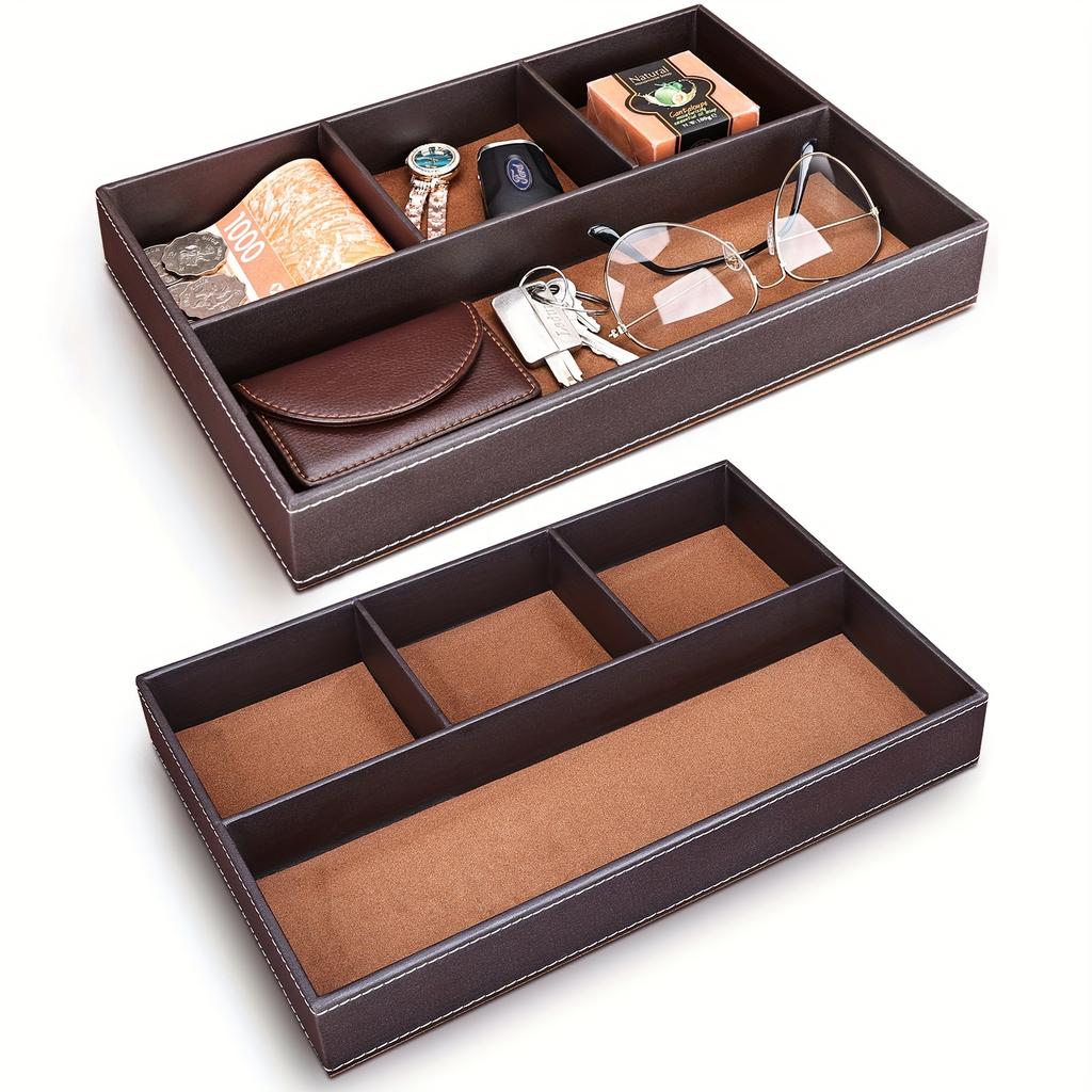 4-grid Stationery Tray Desktop Storage Box Utensil Silverware Storage, Desk Organizer, Aesthetic Room Decor