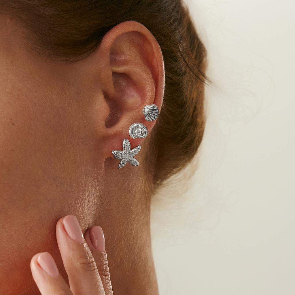 Ocean Style Starfish Shell Pendant Earrings Fashion Metallic Bowknot Ear Clips Ear Cuffs