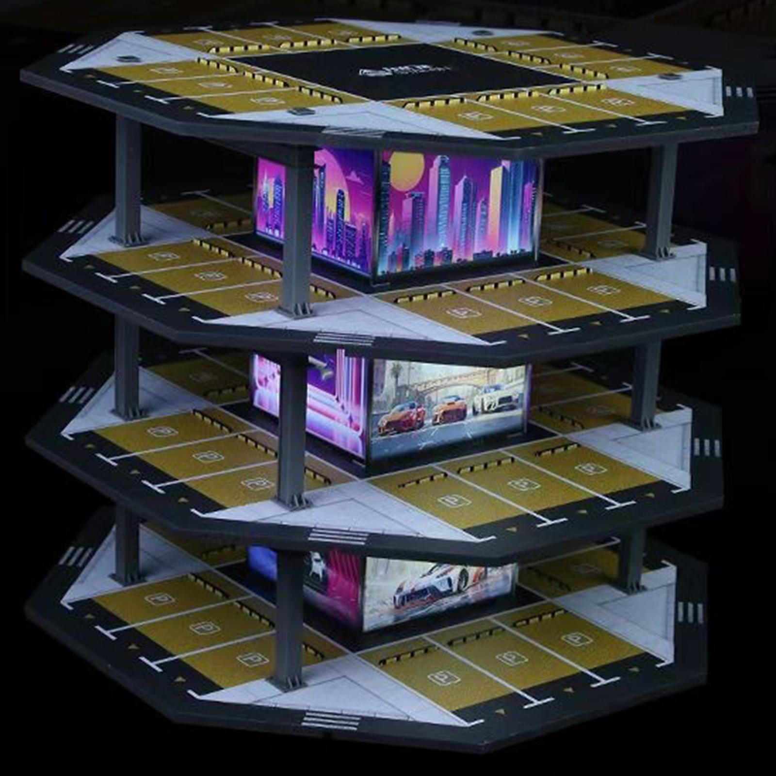 

1/64 4 Tiers Car Display Case Garage Diorama Backdrop Vehicle Model Tabletop Decor for Style B