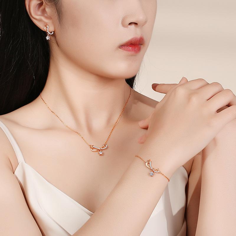 Stjerneelv Armbånd Dame Rent Sølv Unikt Design Følelse Sløyfe Stjerne Armbånd Julegave