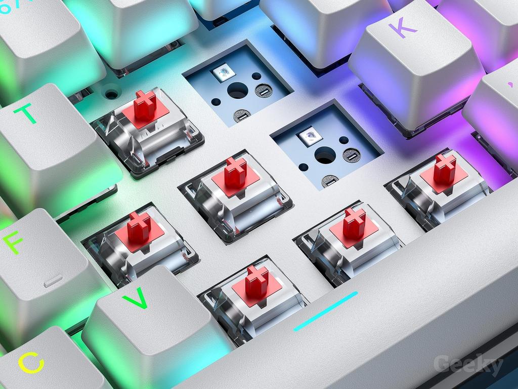 Geeky GK61 60%  Hot-Swappable Mechanical Gaming Keyboard  61-Key Multicolor RGB LED Backlight for PCMac Gamers  ANSI US Layout (Black, Mechanical Red)