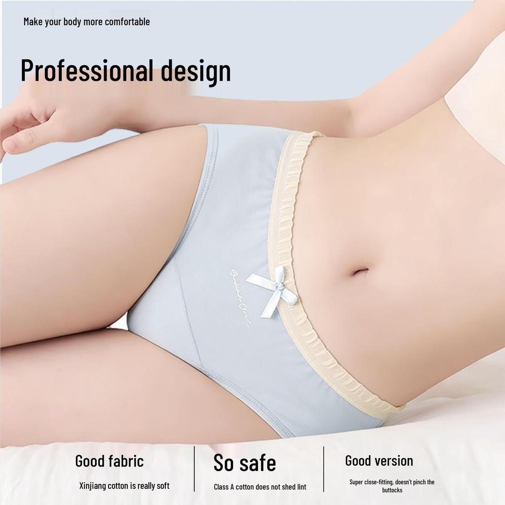 Girls' A-grade Cotton Underwear with Antibacterial Gusset - Soft, Breathable, Hip-Hugging, Mid-Waist, Sweet & Simple Triangle Shorts