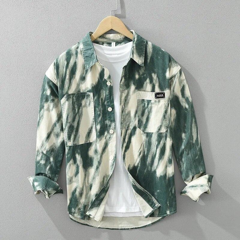 

Новые модные рубашки с принтом Tie Dye, мужская модная уличная одежда, свободные повседневные мужские топы, рубашка из чистого хлопка с карманами, мужская одежда в стиле ретро XXXL