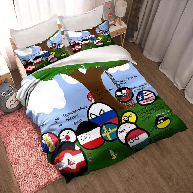 3D Print Cartoon Countryball Polandballs Bedding Collection Double Twin King Duvet Cover Comforter Pillowcase Boys Girls Adults Bedroom