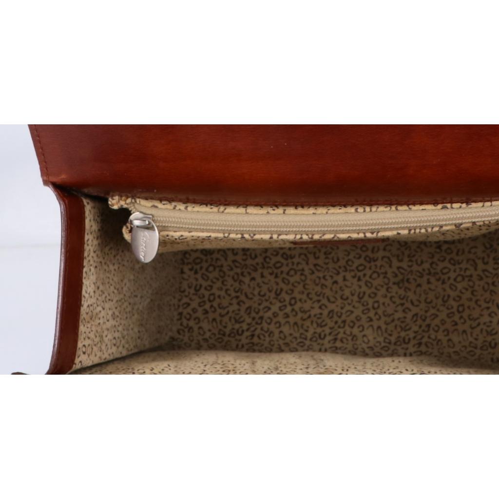 Cartier PANTHERE Vintage Leather Handbag BrownUsed